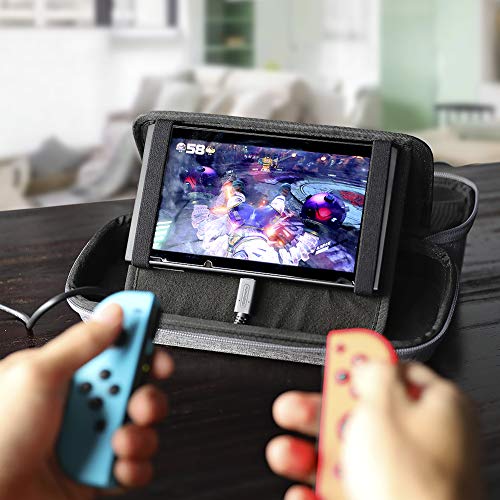 Nintendo Switch Case, VUP Switch Hard Cover Protective Travel Storage Shell for Nintendo Switch Console & Accessories with 18 Game Cartridges and Handle (Gray) - Thumbnail 2