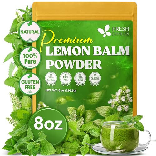 Image of FreshDrinkUS, Premium 8 oz Lemon Balm Powder, 100% Natural & Pure, Herbal Tea, Daily Infusion Botanical, No Sugar, No Caffeine, No Gluten, Vegan.