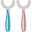 YOTEE U-Shaped Toothbrush Kids 2 PCS - Toddler Toothbrush with Food Grade Soft Silicone Brush Head, Manual Whole Mouth Tooth Brush for Kids Age 6-12(Blue+Pink)