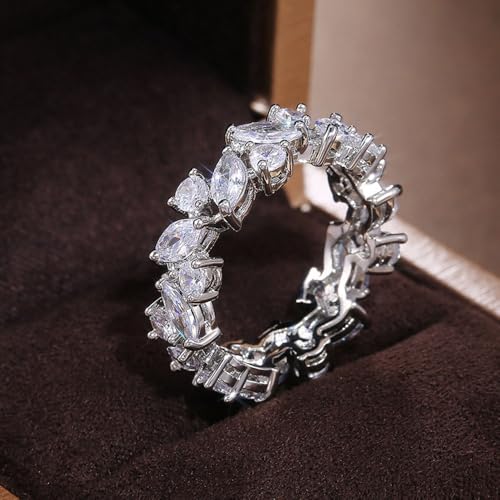 White Gold Plated White Leaf Cubic Zirconia Engagement Rings Wedding Bridal Band Promise Rings Evening Parties Anniversary Valentine's Day Gifts Eternity Bands for Women4