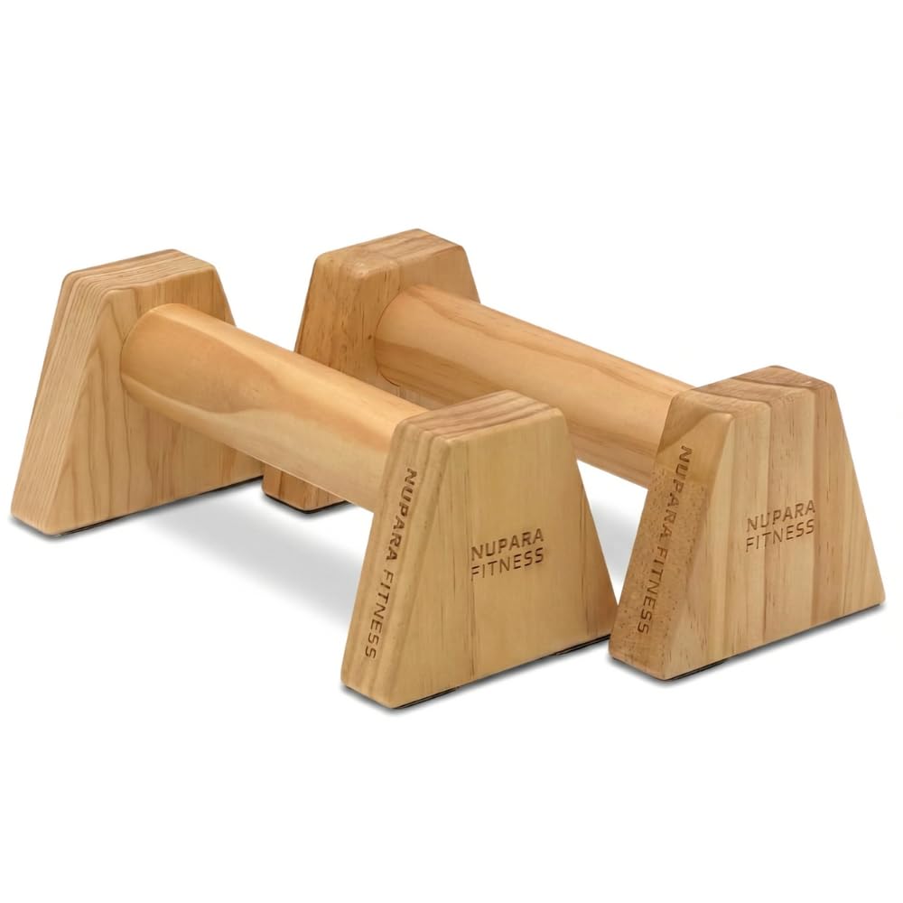 Wooden Push Up Bars - Calisthenics Equipment for Core and Upper Body Strength Training and Exercise Push Up
