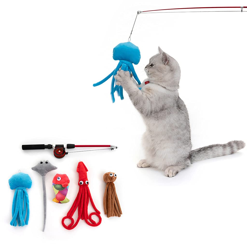 Jouet interactif pour chats avec bâton rétractable en peluche mignonne et flexible pour chaton