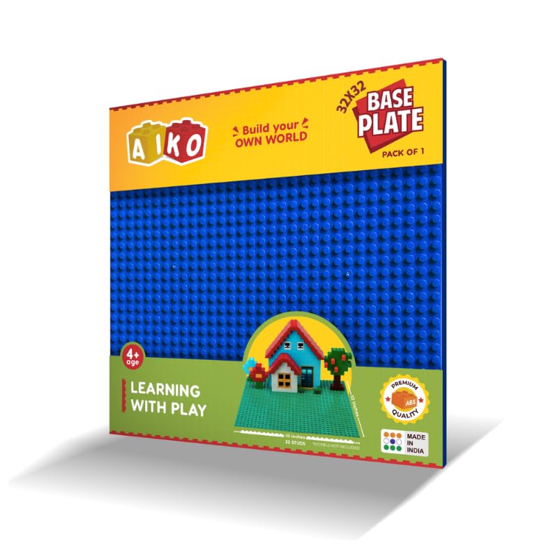 AIKO BasePlate – Blue, 32 x 32 Studs (10" x 10") | ABS Plastic Building Base Plate | Sturdy & Compatible with Major Block Brands | Ideal Gift for Kids 4+-image-39
