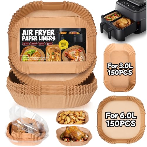 300 Piezas Papel Freidora Aire para Philips Dual Basket Airfryer 3000 Series 9L(6L/3L), Papel Para 5000 Series 9L(6L/3L) Freidora de Aire, Accesorios para Philips NA350/00 NA550/00, Cookwise 9L(3L&6L)