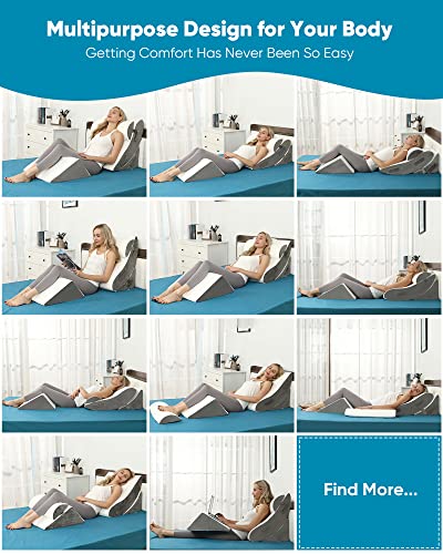 Forias FS-WP-B3 4Pcs Wedge Pillow Set For Acid Reflux Relief Orthopedic Wedge Pillow Headboard Adjustable Bed Wedge Pillow For Sleeping Post Surgery Back Legs Pain Snoring Sleep Apnea Gerd thumb #4