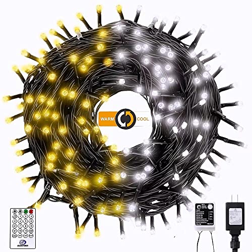 Colors Changing Christmas Lights 66FT 200 LED Extendable, 9 Modes Christmas String Lights Warm White & Cool White Waterproof Tree Light Fairy Light with Timer Remote for Indoor Outdoor Decorative