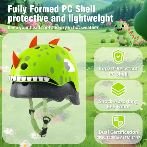 Image of Kids Toddler Bike Helmet, Adjustable and Multi-Sport for Child Boys and Girls, 2 Sizes