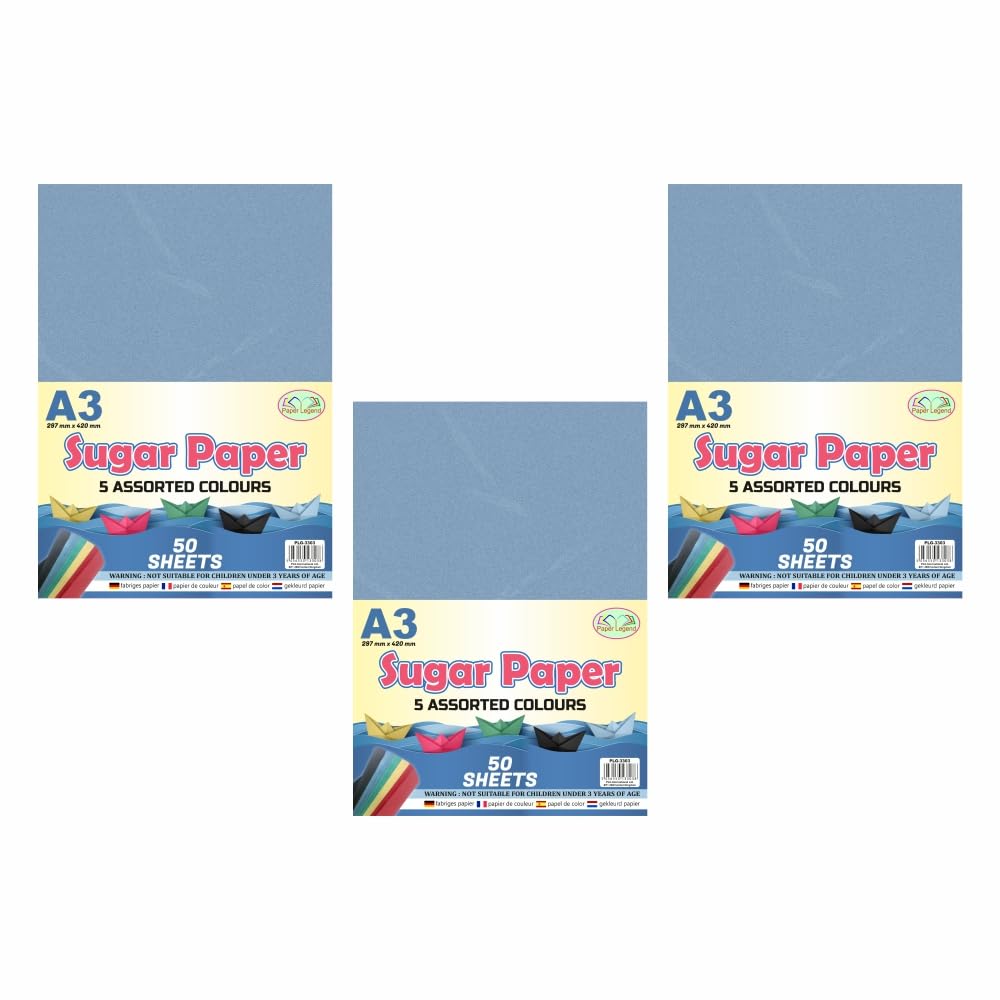 3 X A3 Staple Bound Scrapbooks Assorted 30 Colour Sheets, for Children Kids and Adults - Family Photo Album Cutting Card Making Create Art Craft Activity Scrap Card Book (A3 Sugar Paper)