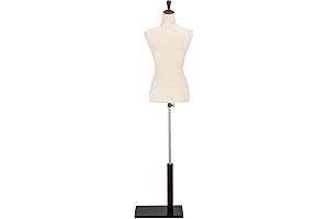 Female Torso Dress Form with Adjustable Wood Stand
