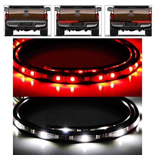 Ijdmtoy Red/White 60-Inch Trunk Tailgate Tail Gate Led Light Bar As Backup Reverse Brake, Turn Signal Light Functions Compatible With Ford Gmc Chevy Dodge Toyota Nissan Honda Truck Suv 4X4 #TOP2