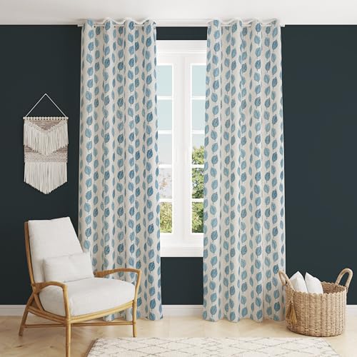 Image of Room Darkening Home Decor Curtains for Living Room, Bedroom Doors and Windows Panel, Parda, Eyelets Hanging, Blue, 4 x 5 Feet, Pack of 2