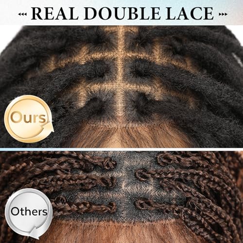 Hanne Full Lace Dreadlock Wig With Baby Hair 30 Inch Faux Locs Wig Hand Made Afro Dreads Wig Knotless Square Part Soft Braided Locs Wigs For Black Women thumb #4