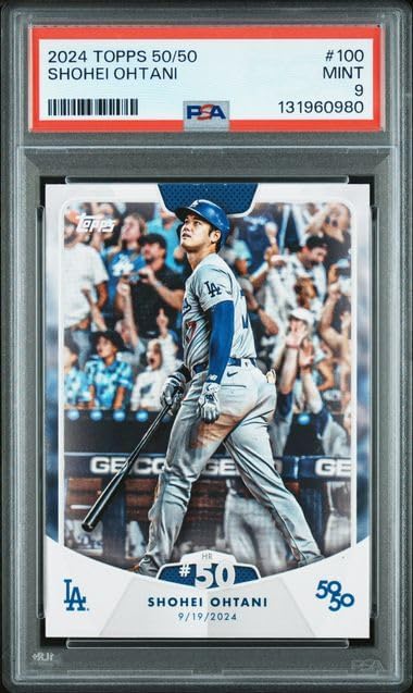 Graded Psa Mint Shohei Ohtani #100 Coveted 5oth Hr Baseball Card 50/50 Home Run And Stolen Bases Club Dodgers 4 time Mvp Superstar. Celebrate Home Run #50 During His Record Setting Season