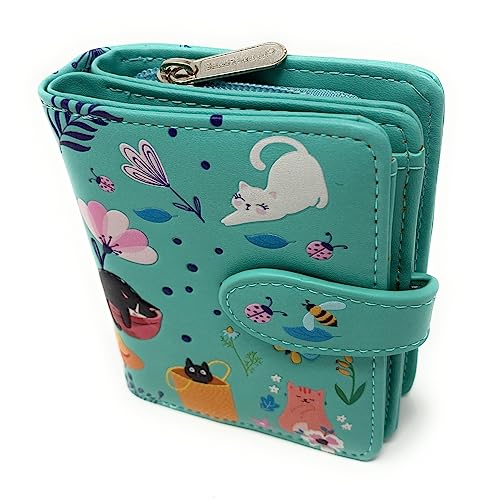 Shag Wear Cats in the Garden Small Animal Wallet for Women and Teen Girls Vegan Faux Leather 4.5