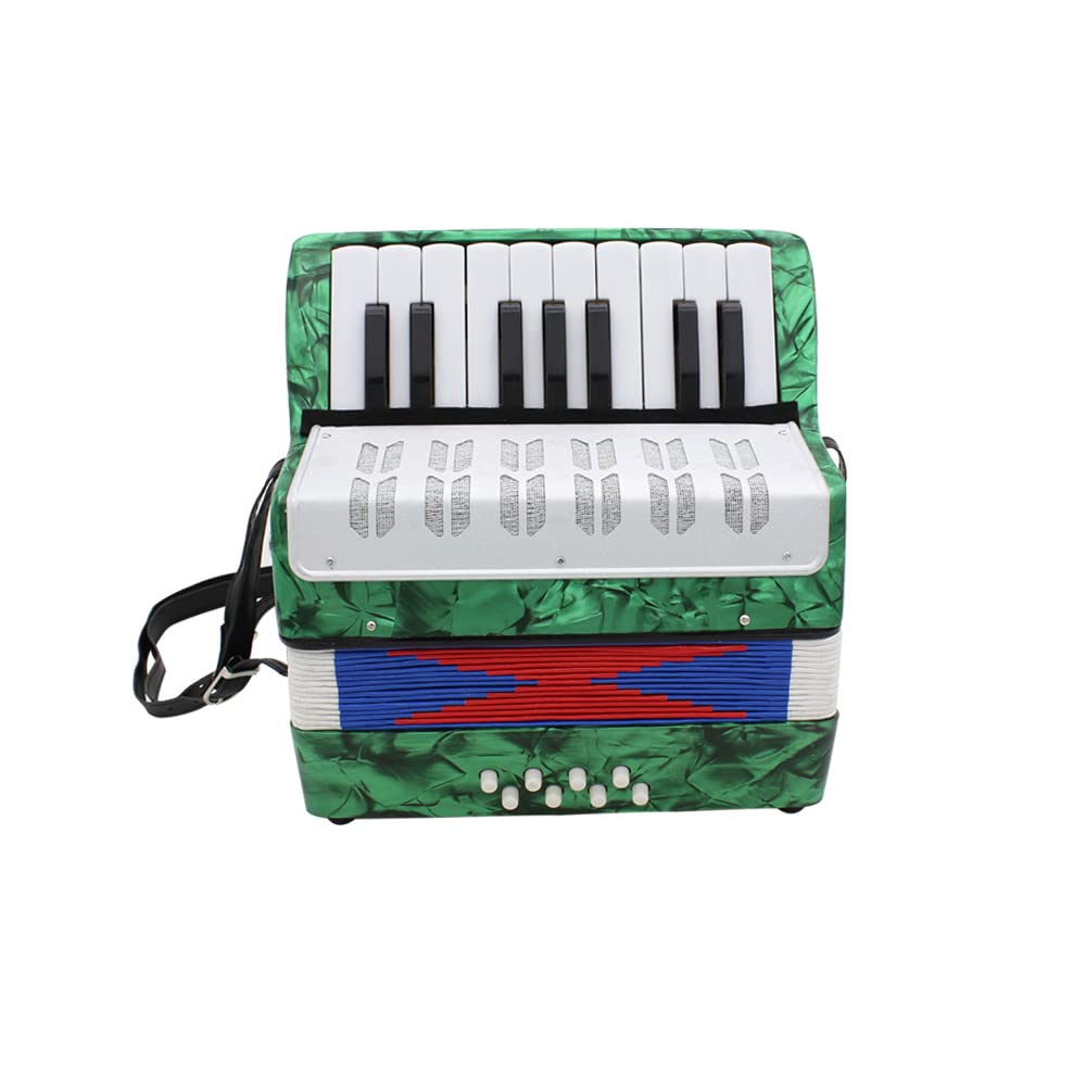 Karlak Akordeon Edukacyjny Instrument Muzyczny Zabawka Wykwintny Czysty Dźwięk Mini Mały 17-klawiszowy 8 Bas dla Dzieci Dzieci Początkujący Zielony Celuloid ABS (zielony)
