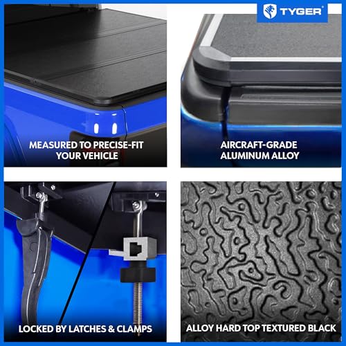 Image of Tyger Auto T5 Tri-Fold Alloy Hardtop Truck Bed Tonneau Cover Compatible with 2024-2025 Ford Ranger | Fleetside 5' (61 inch) Bed | TG-BC5F1022