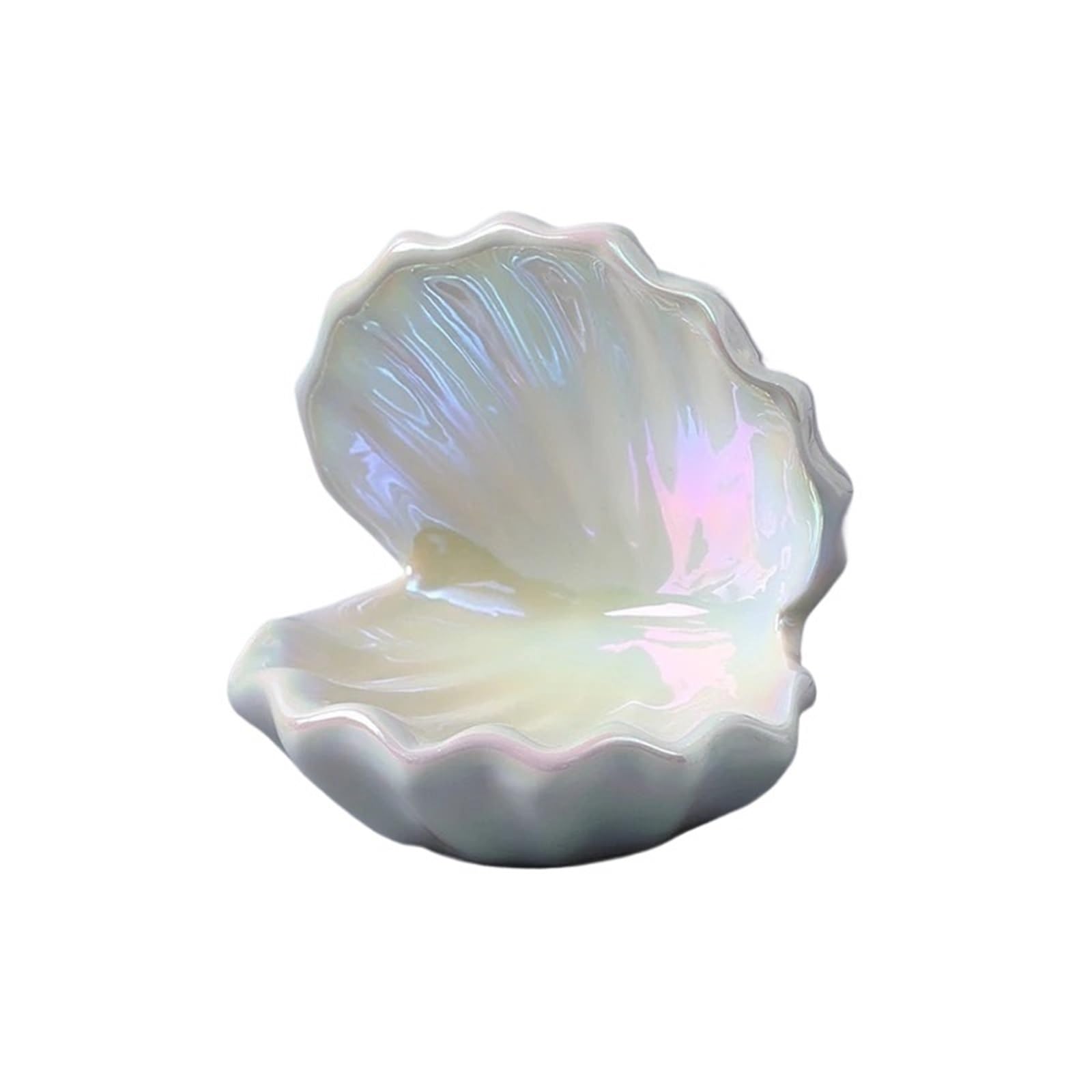 RRYPBOVG Ceramic Jewelry Dish Ceramic Shell Decorative Storage Ornament Jewelry Plate(Colorful white)
