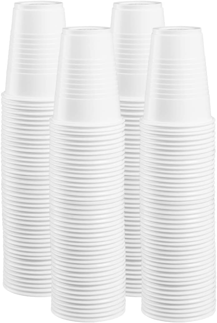 GUSTO 9 oz White Disposable Plastic Cups [Case of 2000] Cold Beverage Cups for Parties, Office & Events – Durable, Stackable (Formerly Comfy Package)