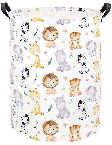 Image of TIBAOLOVER Animal Baby Laundry Basket Baby Hamper Kids Hamper Basket Toy Storage Bin for Boys Room Decor Baby Nursery Hamper Gift Baskets for Bedroom Bathroom(Cute Animal)