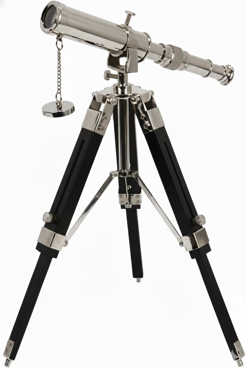 12" Telescope Maritime with Black Adjustable Wooden Vintage Tripod Stand Home Decorative Nautical Telescope & Table Accessory Nautical Spyglass Home Décor Antique Gift