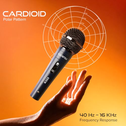 Image of Kadence K333 Home Series Dynamic Wired Mic with Cardioid Pickup, Blue | Metal Body with On /Off Switch; Includes 3-Pin XLR Female to 6.35 mm Cable for Karaoke, Singing, Speeches & Stage Performances