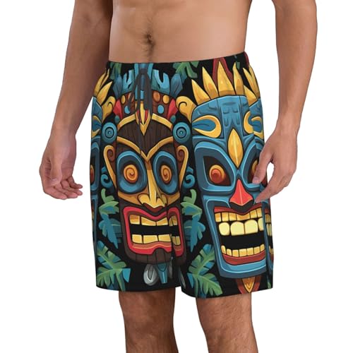 Men's Swim Trunks Quick Dry Board Shorts Mens Bathing Suit Swimsuits Colorful Tiki mask Pattern Beach Shorts with Pockets3