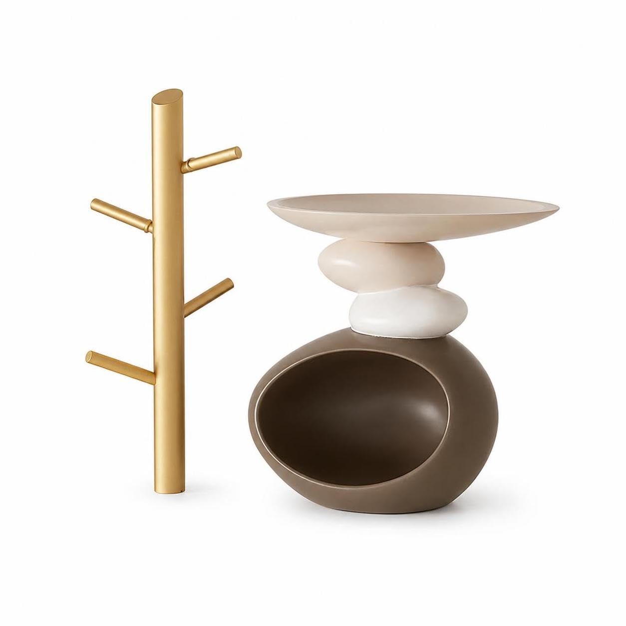Organizer da Ingresso da Tavolo, Doppio portaoggetti (marrone) | Struttura in metallo, Portaavi decorativo, Per scrivania ufficio, Per