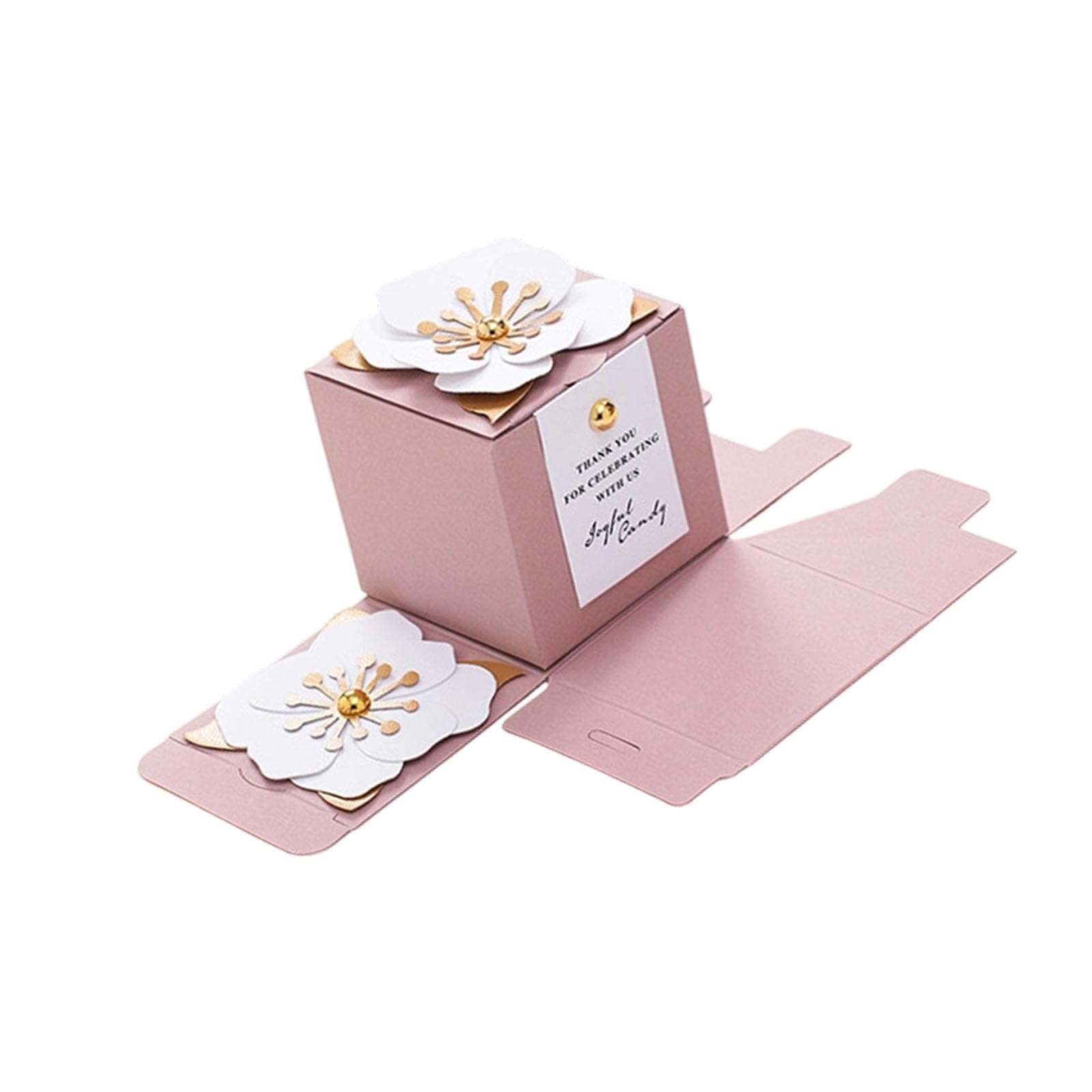 Caja de regalo de dulces florales para celebraciones de bodas y momentos importantes con delicados diseños de pétalos Bonos para recepción de bodas