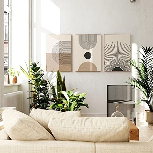 Mid Century Modern Wall Art Set Of 3 Neutral Boho Art Prints Abstract Geometric Wall Art Picture Black Beige Terracotta Minimalist Painting Canvas Artwork For Living Room Bedroom 16X24 Inch Unframed #TOP5