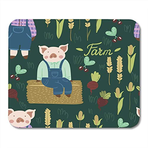 Preisvergleich Produktbild Mauspads Bank Pink Landwirtschaft Niedliche Bauernschweine Muster Entzückende Piggy Charaktere für Herbst Design Tier Scheune Mauspad für Notebooks, Desktop-Computer Büromaterial