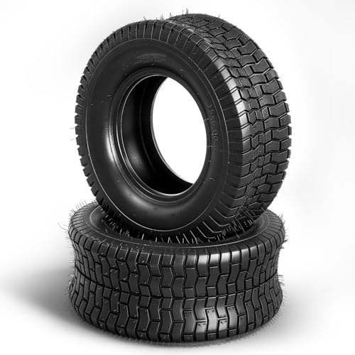 MOTOOS 2 Pcs 15x6.00-6 Lawn Mower Turf Tires 2PLY Tubeless