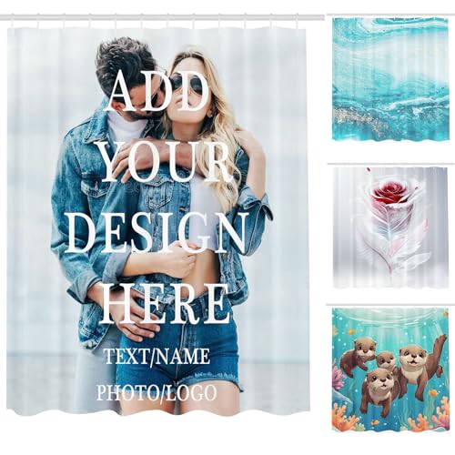 Fadaing Personalisierter Duschvorhang, Persönliches Duschvorhang-Set Mit Foto, Name, Benutzerdefinierte Duschvorhang Wasserdicht Für Die Dekoration Im Badezimmer (1,120×200cm)
