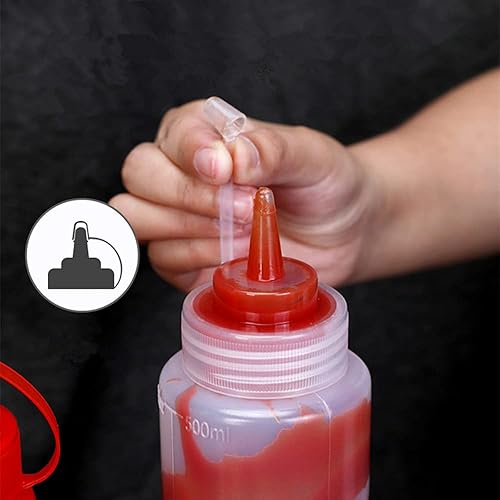 Miniatura 3 de Botellas de plástico de 3 colores para salsa exprimible con tapas de boquilla, dispensadores de botellas de condimentos reutilizables para mostaza,