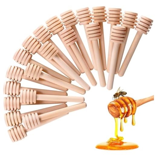 25 Pcs Honey Sticks Dipper, 3 inch Mini Wooden Honeycomb Stick, Small Honey Spoons Stirrer Stick for Jar Dispense Drizzle Honeys and Wedding Party Favors Gift