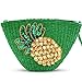QTKJ Beach Bag, Crossbody Bags for Women, Straw Handmade Bag, Mini Shoulder Bag, Pineapple Sequin Embroidery, Designer Handbags for Vacation Travel Work(Green)