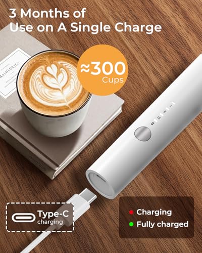 Image of Rechargeable Electric Milk Frother and Mixer, Frother Coffee Maker, 3-Speed Beater, Stand-up Design, 2 Styles Stainless Steel Whisk for Cream, Cappuccino, Latte, Egg