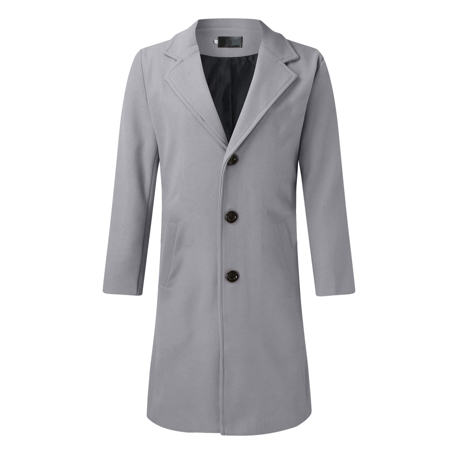 Abrigo de lana para hombre de invierno, de negocios al aire libre, abrigo de lana largo de invierno, abrigo de solapa cálido, gabardina delgada con cuello de solapa