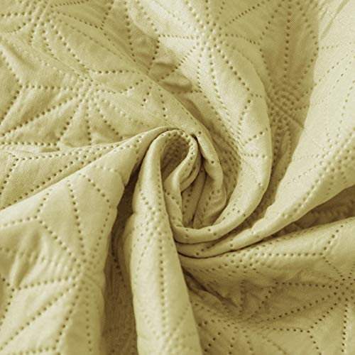 Kasentex Coverlet Quilt Set-Pre Washed-Luxury Microfiber Soft Warm Bedding-Solid Colors Bedspread-Contemporary Design (Sunshine Yellow, Twin + 1 Sham) #TOP6