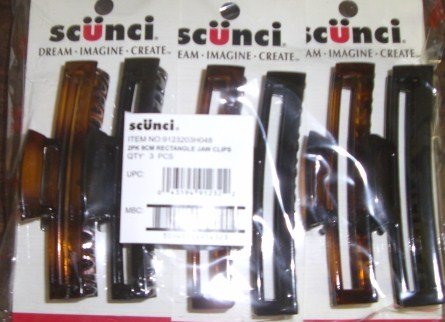 Scunci 3 Pack of 2 9cm Rectangle Jaw Clips