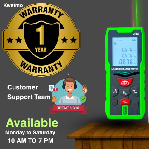 Image of Kwetmo Laser Measuring device-70 Mtr Outdoor, Green-Beam Dual Laser Distance Meter-Digital Distance Measurement Laser Machine, IP54 Waterproof Large LCD Backlit, Pythagorean Mode 70Mtr