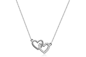 Women's Tiny Double Heart Necklace in Sterling Silver