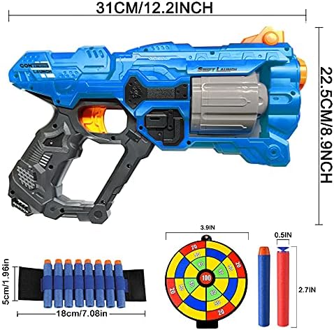 Toy Gun for Nerf Guns Bullet, Foam Blaster with 8-Dart Rotating Magazine, 60 Foam Refill Dart Gun, Outdoor Shooting Game Boy Toys, Birthday/Xmas Gift for for 6-12 Year Old Boys Girls