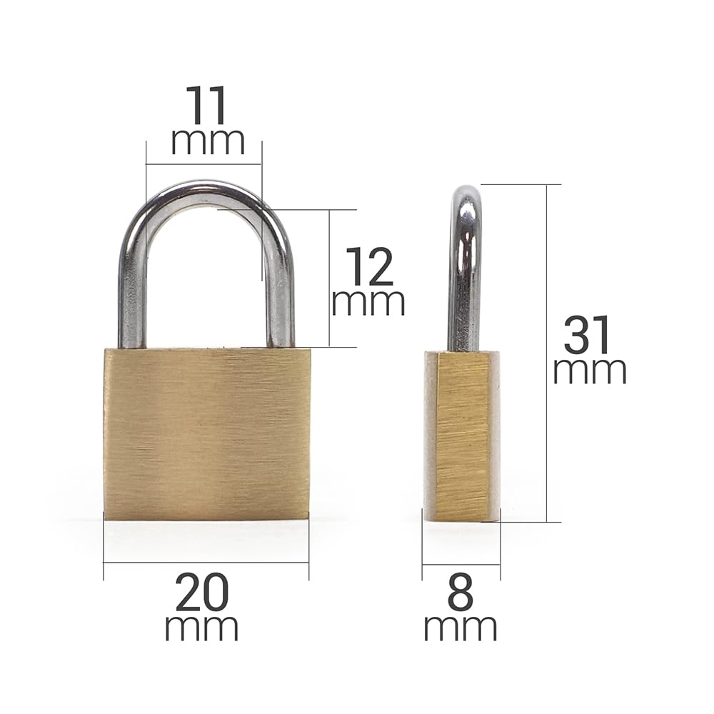 Waytex 73540 Lot de 2 cadenas 20mm à clé Keyed Padlock, Brass, 2 x 20mm - Image 3