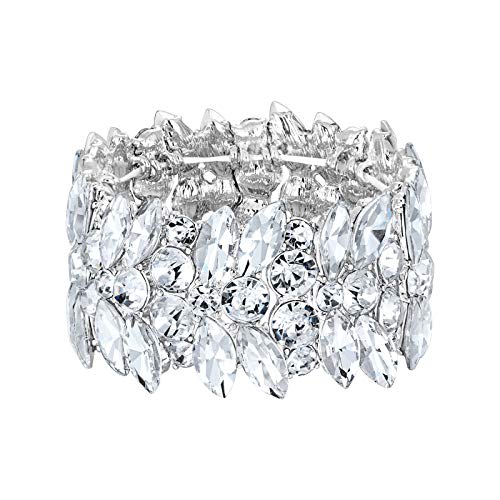 EVER FAITH Women's Stretch Bracelet Marquise Crystal Art Deco Hand Chain Wedding Bridal Jewelry