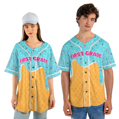 Personalized Ice Cream Drip Baseball Jersey Custom Name & Number Ice Cream Sprinkle Drip Baseball Jersey Unisex Summer Outfit miniatura 2