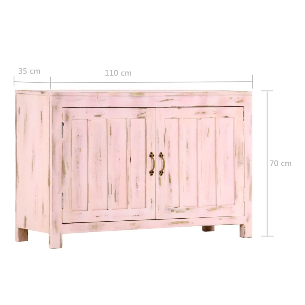 Kredens jasnoróżowy, 110 × 35 × 70 cm, lite drewno mango, komoda na korytarz, szafka na komody, szafka na pranie do sypialni