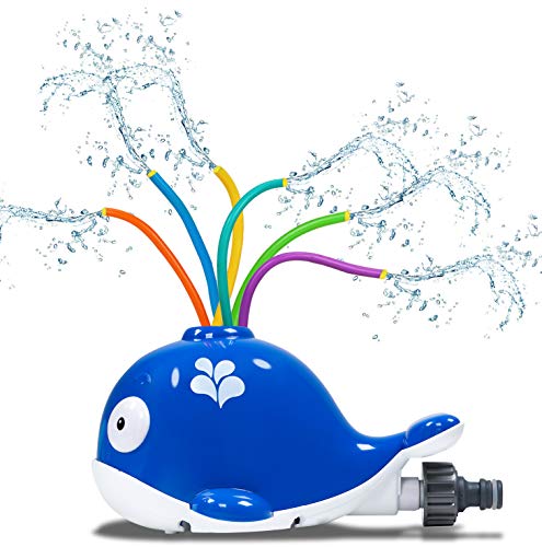Libay Sprinkler for Kids Outdoor Water Play, Blue Whale Swirl Spinning Splash Sprinkler Toy for Backyard and Lawn Attaches to Garden Hose, Summer Fancy Gift for Toddlers Boys Girls Pets