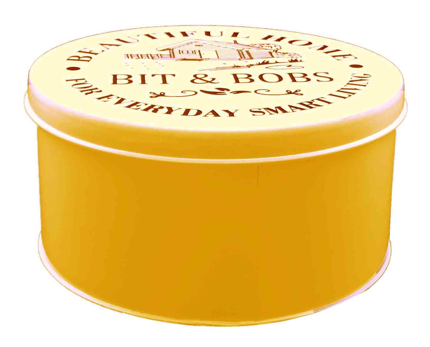 Nobel Yellow Bit & Bobs Round Deep Cake Storage, Flat Canister Cake,Biscuit,Cookies Storage Tin Container Ideal For Roti Chapati, Cake Size 21.5Cm (Yellow)