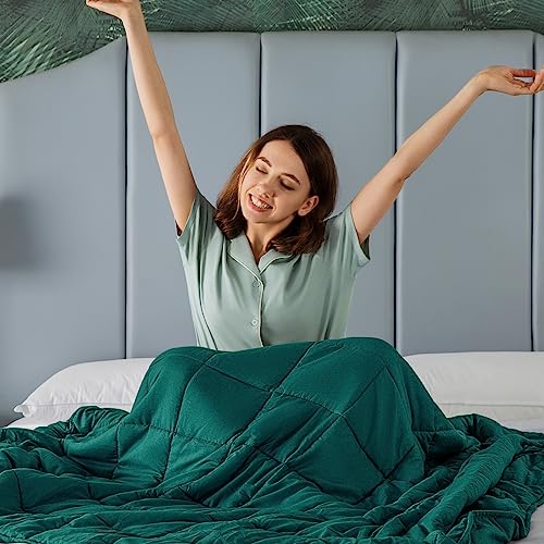 CYMULA Weighted Blanket for Adults (15lbs 60"x80" Queen Size) - Cooling Breathable Heavy Blankets for Summer Winter - Ultra Microfiber Soft Comfort Throw with Glass Beads - Gifts for Men/Women