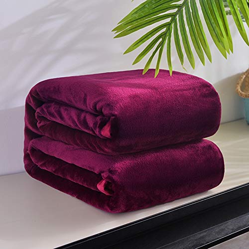 Couverture d'hiver en molleton corail 150x200cm plaid lit et canapé doux vin rouge